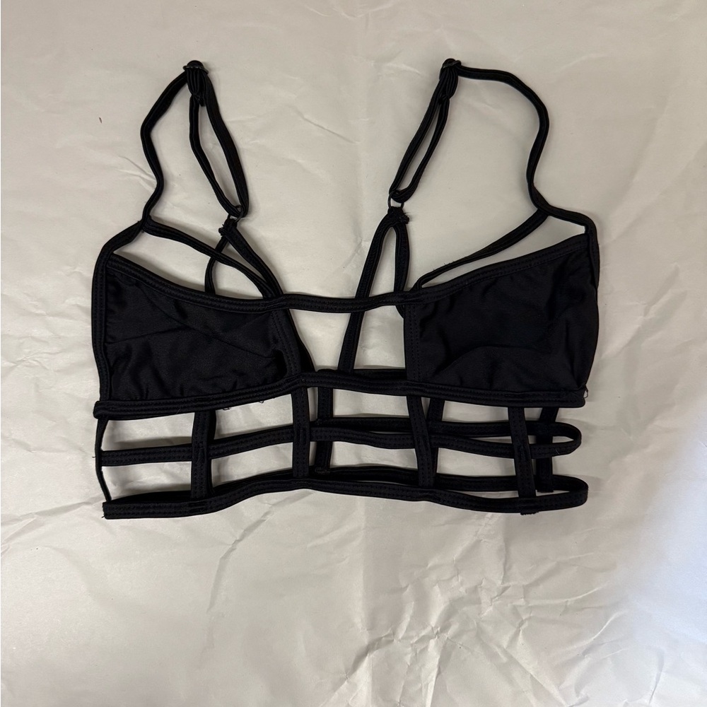 Black Strappy Women's Bathing suit bikini top